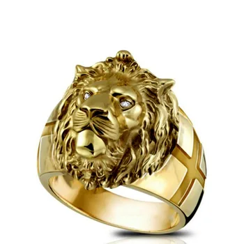 A férfiak, mind a Nők Ugyanaz a Gyűrű, Arany Oroszlán Fejét Intarziás Strasszos Gyűrű 2021 Legújabb Domináns Férfiak, mind a Nők Kezét, Ékszerek