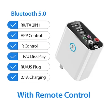 Bluetooth 5.0 Audio Adapter Vezeték nélküli Távirányító Audio Adó-Vevő USB Gyors Töltő