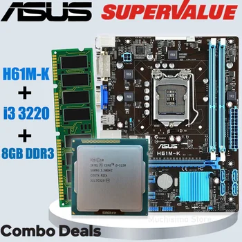 Asus H61M-K az Intel Core i3 3220 8GB DDR3 Alaplap Meghatározott Combo i3 Intel H61 Játék Placa-mama 1155 i3 3220 H61 Alaplapja Készlet