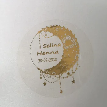 60 ct Személyre szabott Henna nap szívességet matricák egyéni név Henna fólia arany ajándék gyertya címkék