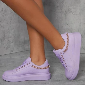 Divat Női Cipő Arany Lánc Platform Cipők, Női Alkalmi Cipő, Plusz Méretű Női Cipő Csipke Tavaszi/Őszi Cipő