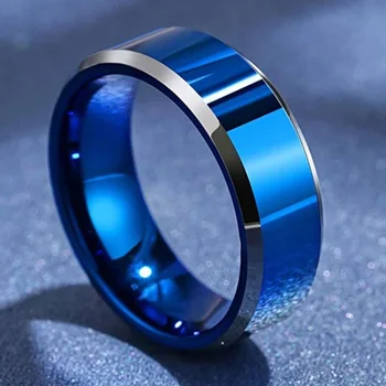 YWSHK 2021 Divat Új 8mm Egyszerű Emberek Gyűrű Sima Rozsdamentes Acél Kék Medálok Gyűrűk Nők, Néhány Ékszer Ajándék Dropshipping